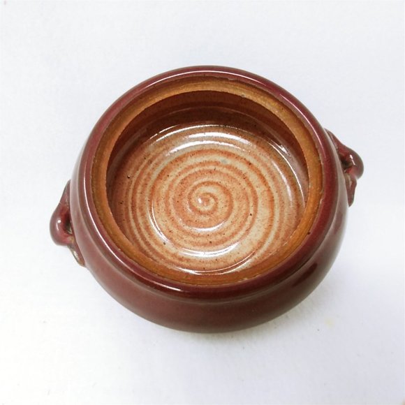 Bowl Serving Bowl Lobster Lid Glazed Pottery Burgundy Vintage Kitchen Decor - Picture 5 of 10